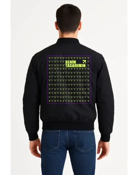 Arka Bomber Ceket - Siyah