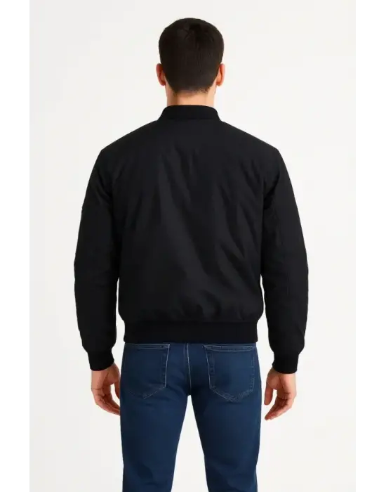 Arka Bomber Ceket - Siyah