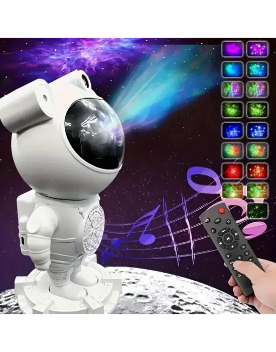 Astronot Gece Lambası Projektör Bluetooth Hoparlör Uzaktan Kumandalı