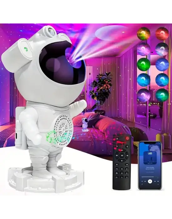 Astronot Gece Lambası Projektör Bluetooth Hoparlör Uzaktan Kumandalı