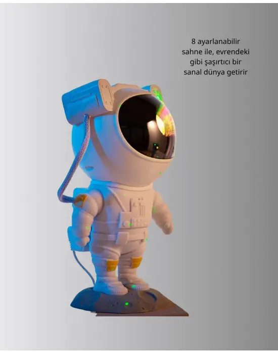 Astronot Şekilli Galaxy Projeksiyon Lambası Nebula Efektli Dekoratif Lamba