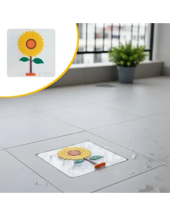 Ayçiçeği Tasarımlı Gider Koku Önleyici – Silikon Lavabo Gider Matı