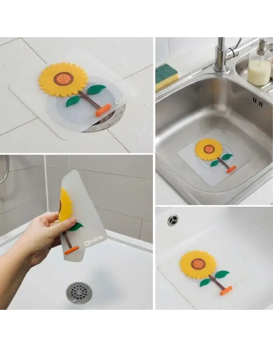 Ayçiçeği Tasarımlı Gider Koku Önleyici – Silikon Lavabo Gider Matı