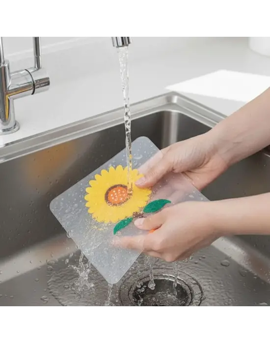 Ayçiçeği Tasarımlı Gider Koku Önleyici – Silikon Lavabo Gider Matı