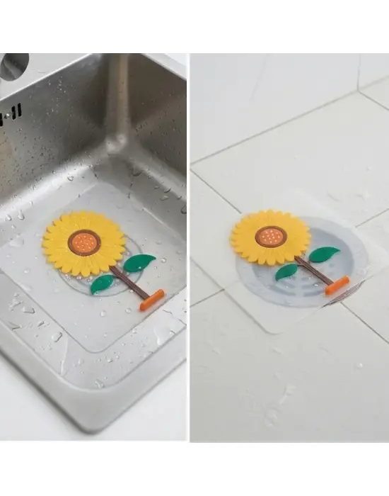 Ayçiçeği Tasarımlı Gider Koku Önleyici – Silikon Lavabo Gider Matı