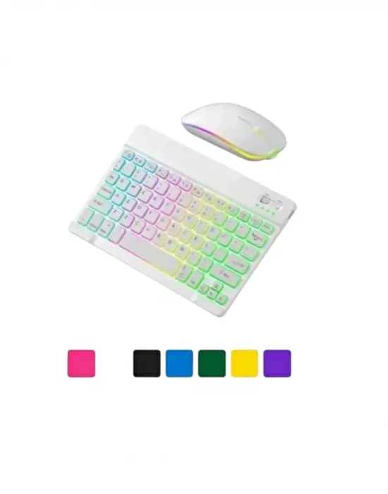 Aydınlatmalı Kablosuz Klavye Mouse Seti Bluetooth Bağlantılı Çoklu Cihaz Uyumlu