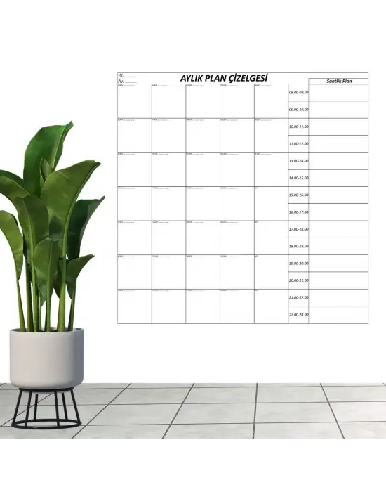 Aylık Planlayıcı Manyetik Duvar Stickerı Takvim Plan Çizelgesi