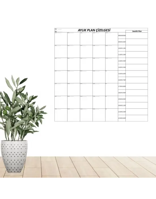 Aylık Planlayıcı Manyetik Duvar Stickerı Takvim Plan Çizelgesi