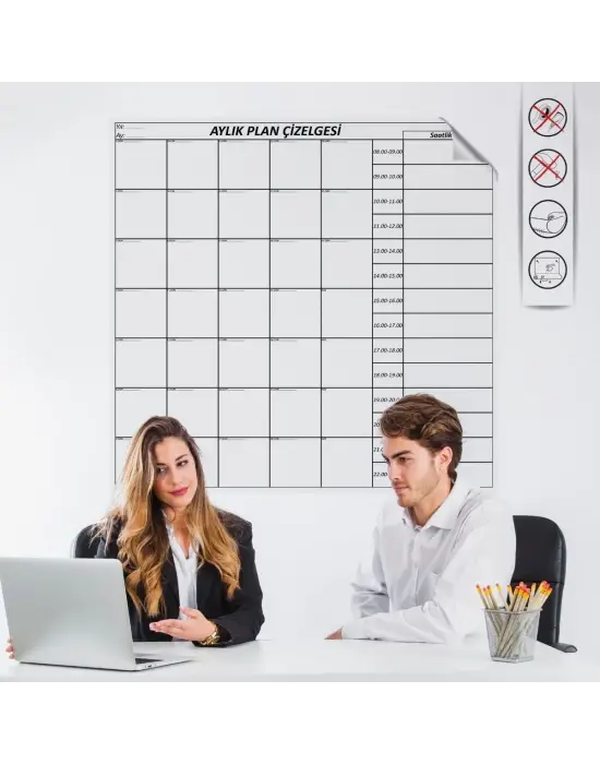 Aylık Planlayıcı Manyetik Duvar Stickerı Takvim Plan Çizelgesi (k95)