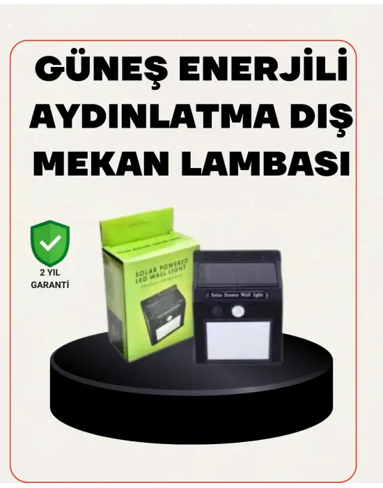 Bahçe Ve Veranda İçin Güneş Paneli İle Otomatik Şarj Olan Led Duvar Lambası