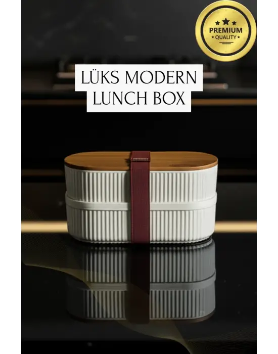 Bambu Kahvaltılık Saklama Kabı İki Bölmeli Büyük Lunch Box