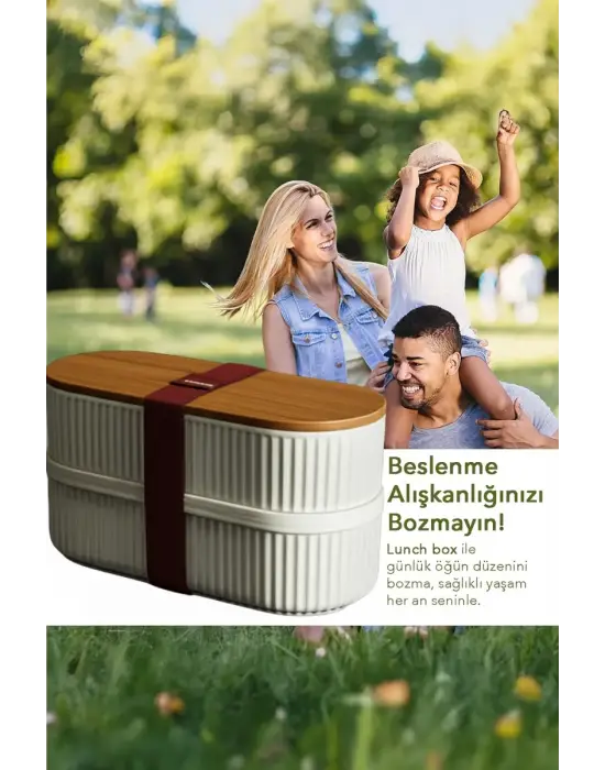 Bambu Kapaklı Lunch Box Kahvaltılık Saklama Kabı Large Bölmeli