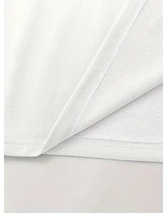 Baskılı Oversize Bisiklet Yaka T-shirt - Beyaz