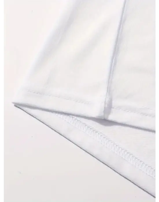 Baskılı Oversize Bisiklet Yaka T-shirt - Beyaz