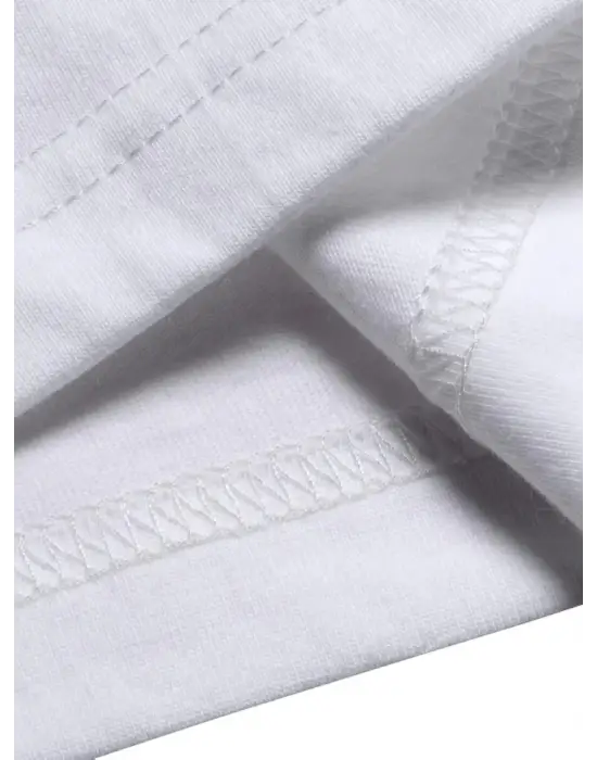 Baskılı Oversize Bisiklet Yaka T-shirt - Beyaz