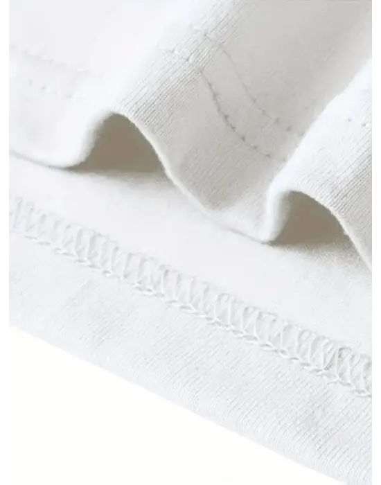Baskılı Oversize Bisiklet Yaka T-shirt - Beyaz