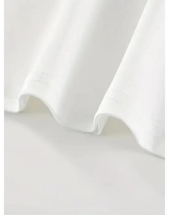 Baskılı Oversize Bisiklet Yaka T-shirt - Beyaz