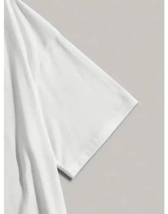 Baskılı Oversize Bisiklet Yaka T-shirt - Beyaz