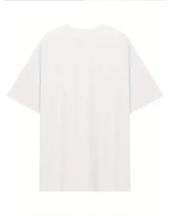 Baskılı Oversize Bisiklet Yaka T-shirt - Beyaz