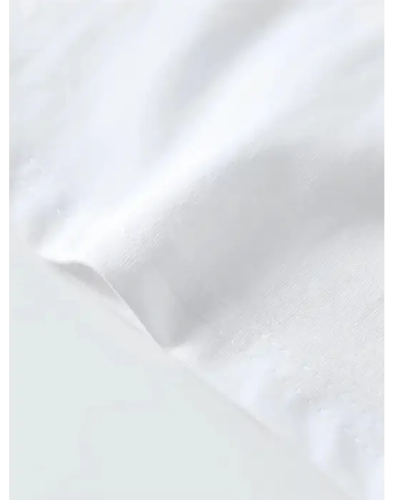 Baskılı Oversize Bisiklet Yaka T-shirt - Beyaz
