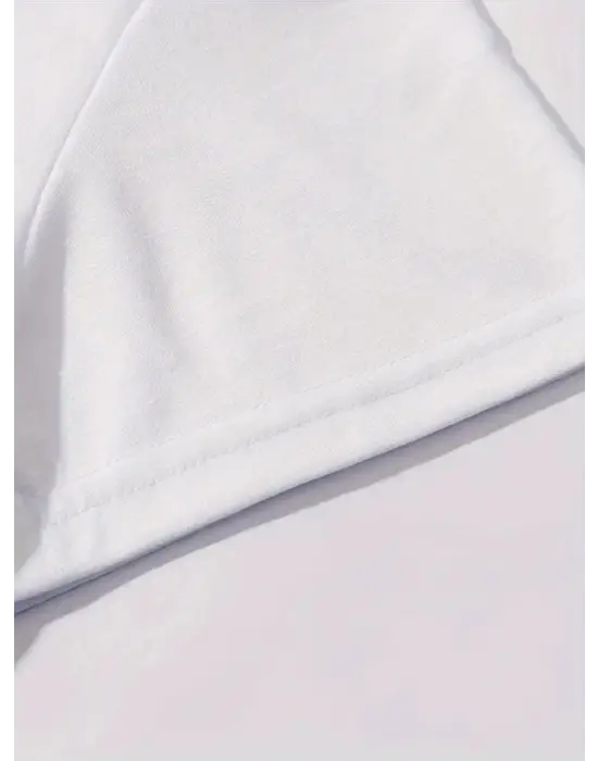 Baskılı Oversize Bisiklet Yaka T-shirt - Beyaz