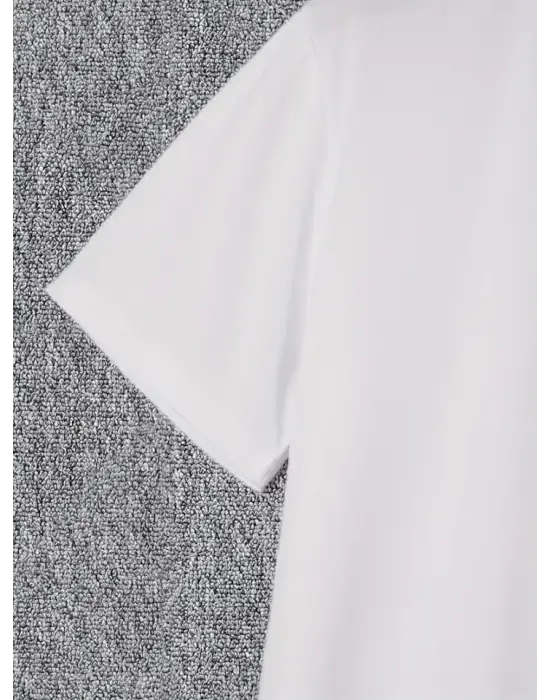 Baskılı Oversize Bisiklet Yaka T-shirt - Beyaz