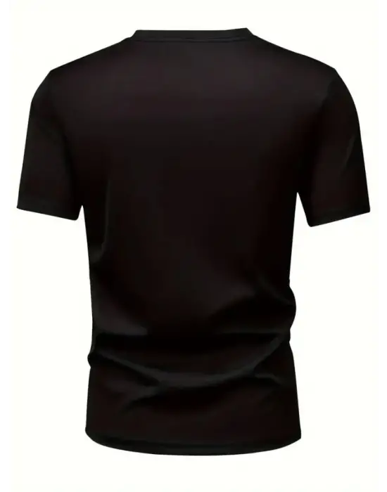 Baskılı Oversize Bisiklet Yaka T-shirt - Siyah