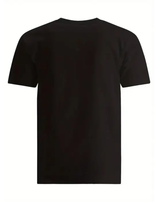 Baskılı Oversize Bisiklet Yaka T-shirt - Siyah