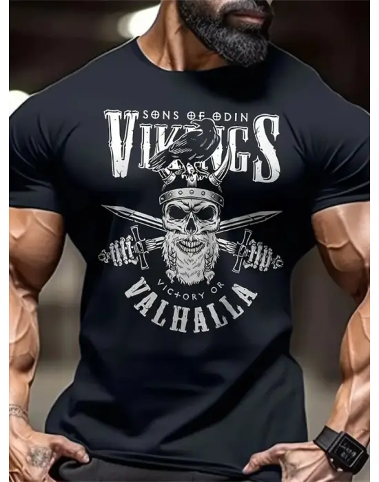 Baskılı Oversize Bisiklet Yaka T-shirt - Siyah