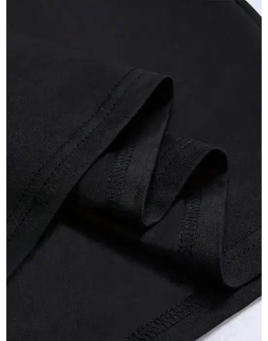 Baskılı Oversize Bisiklet Yaka T-shirt - Siyah