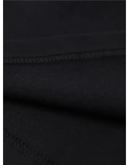 Baskılı Oversize Bisiklet Yaka T-shirt - Siyah