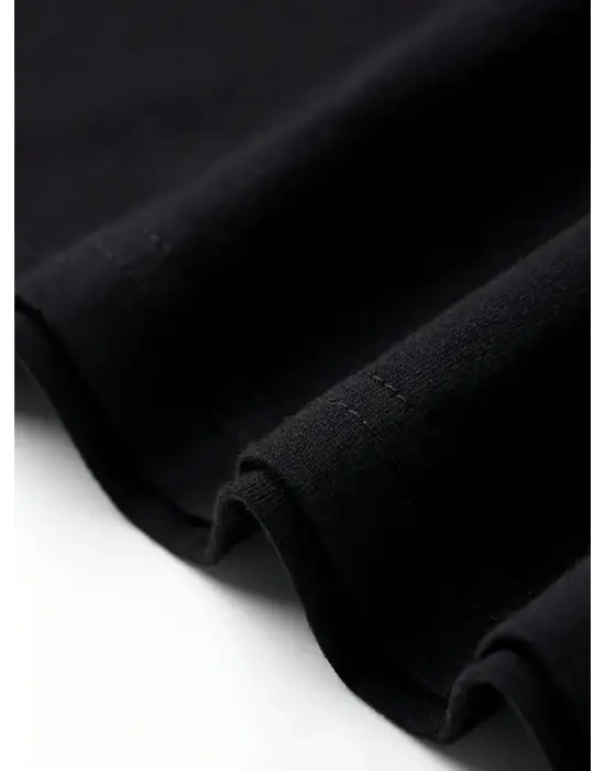 Baskılı Oversize Bisiklet Yaka T-shirt - Siyah