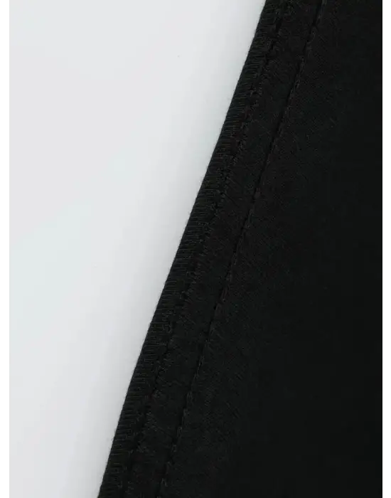 Baskılı Oversize Bisiklet Yaka T-shirt - Siyah