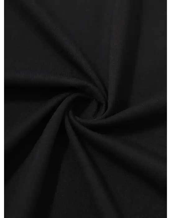 Baskılı Oversize Bisiklet Yaka T-shirt - Siyah