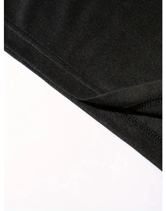 Baskılı Oversize Bisiklet Yaka T-shirt - Siyah