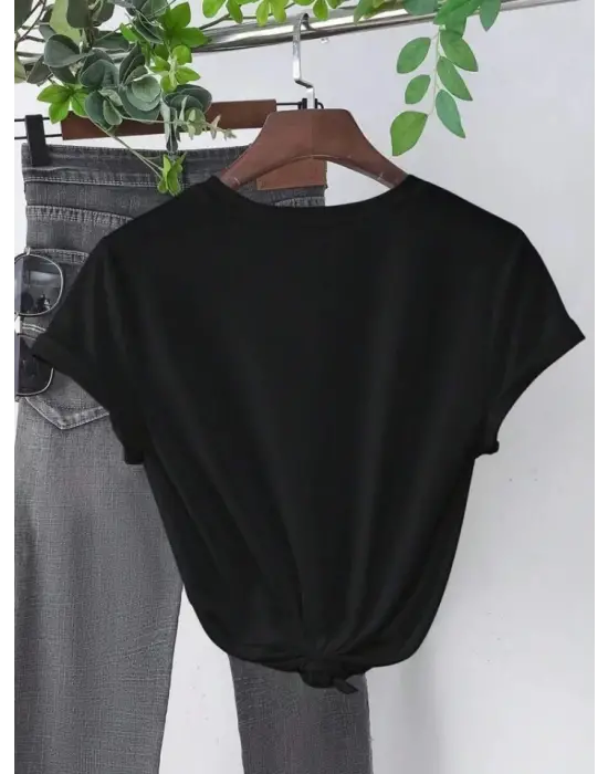Baskılı T-shirt - Siyah
