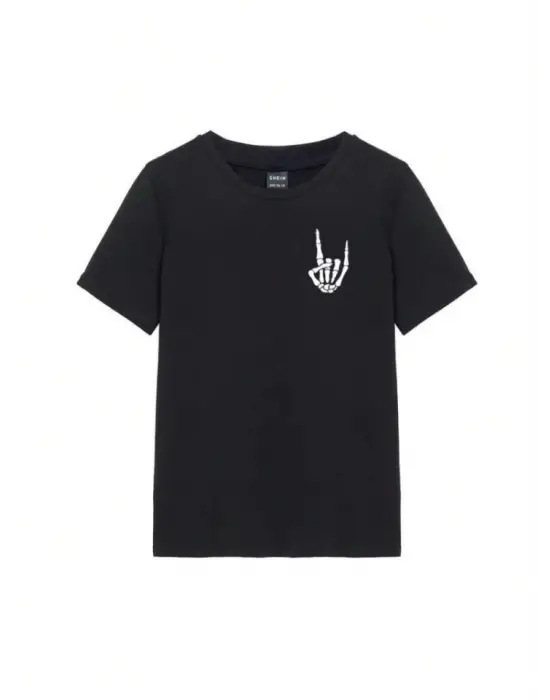 Baskılı T-shirt - Siyah