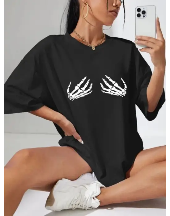 Baskılı T-shirt - Siyah