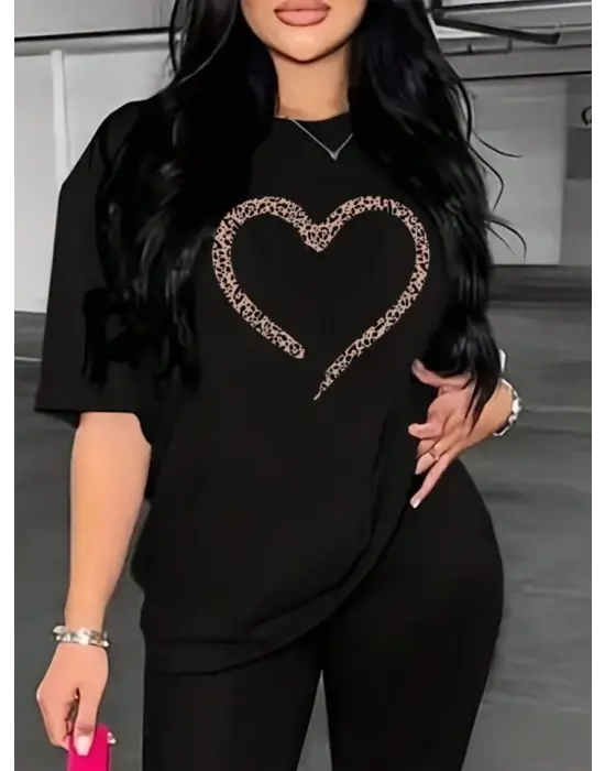 Baskılı T-shirt - Siyah