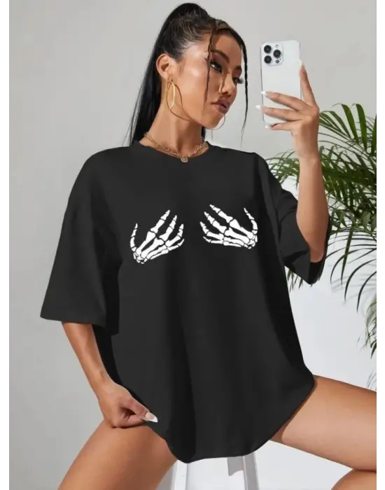 Baskılı T-shirt - Siyah