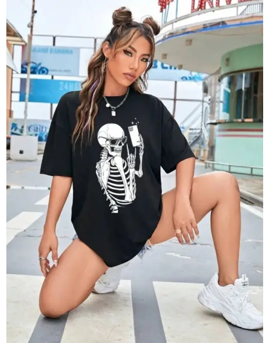 Baskılı T-shirt - Siyah