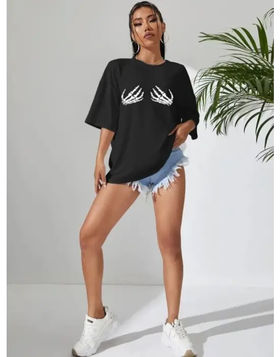 Baskılı T-shirt - Siyah