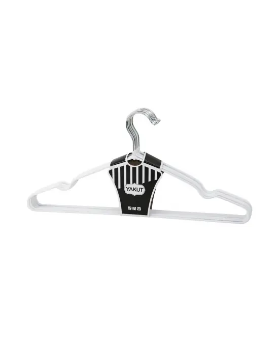 Beyaz 10pcs Silikon Kaplamalı Metal Elbise Askısı 40cm