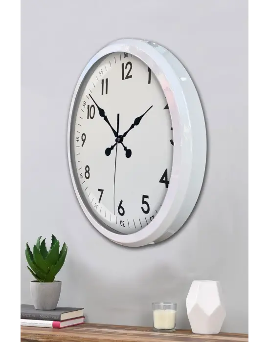 Beyaz Dekoratif Stil 52 Cm Metal Duvar Saati