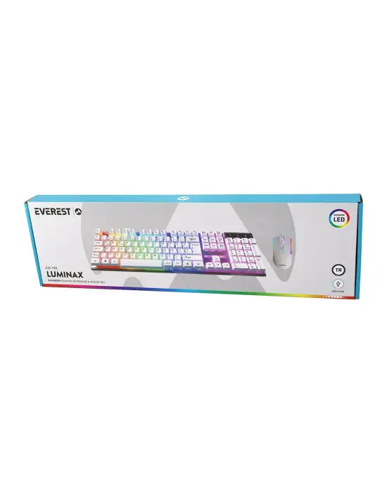 Beyaz Gökkuşağı Işıklı Usb Kablolu Oyuncu Klavye - Mouse Set (k95)