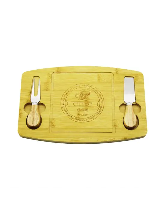 Bıçak Sağ-sol 19x29cm -1.5cm Ahşap Bambu Kahvaltı Peynir Sunum Tabak 2peynir Bıçak=ahşap Saplı
