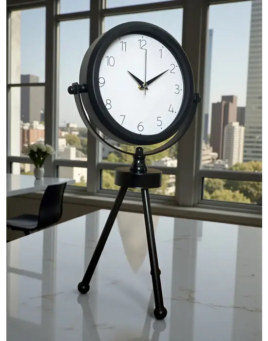 Black Classic Dekoratif Üç Ayaklı Masa Saati