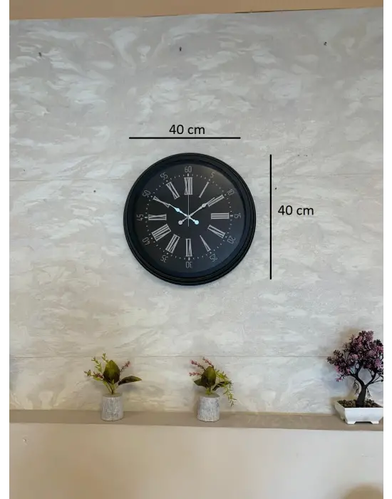 Black Noble 40 Cm Metal Modern Duvar Saati