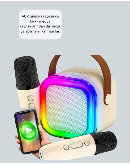 Bluetooth 5.0 Destekli Kablosuz Karaoke Hoparlör