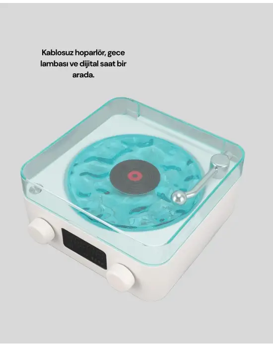 Bluetooth Hoparlör – 3-ü-1 Saatli Gece Lambası Ve Vintage Tasarım